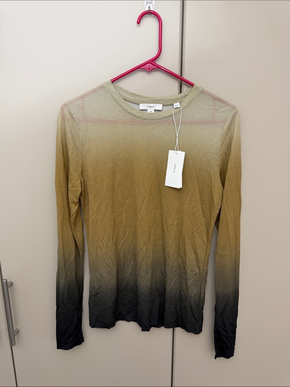 Vince Olive to Black Ombre Long-Sleeve Crewneck - Size M - NWT